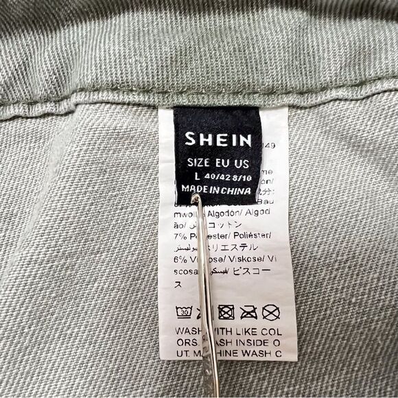 SHEIN Green Wide Leg Cargo Jeans Size 10 - Picture 5 of 6